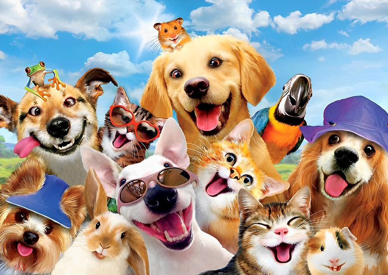 Selfie Amusant des Chiens Broderie Diamant