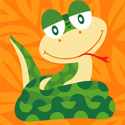 Serpent Vert en Dessin Animé Broderie Diamant