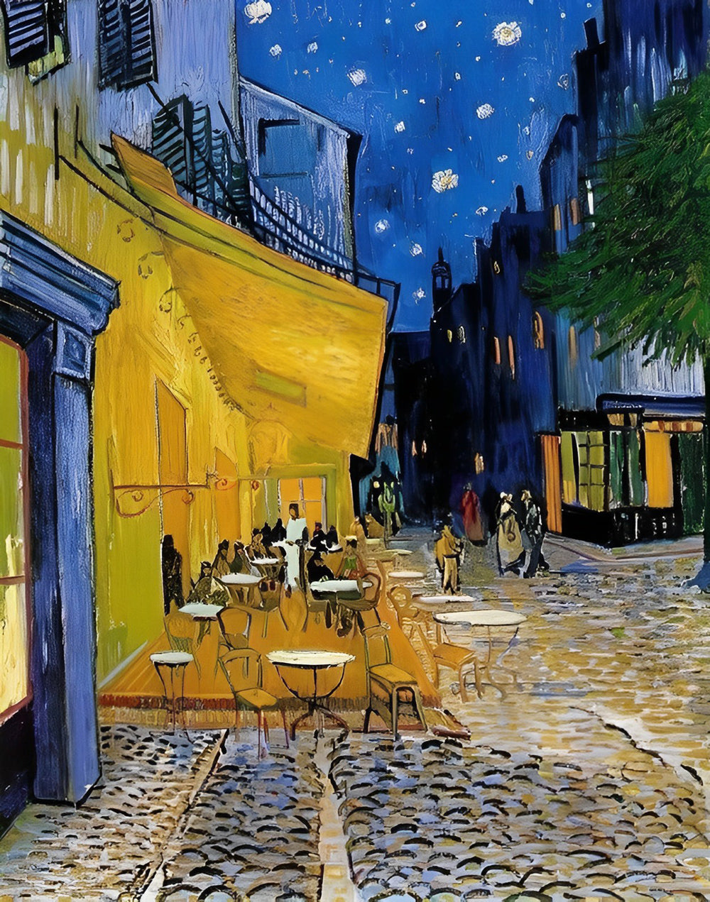 Terrasse du Café le Soir Broderie Diamant