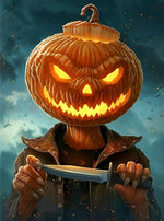 Tête de Citrouille Maléfique Broderie Diamant