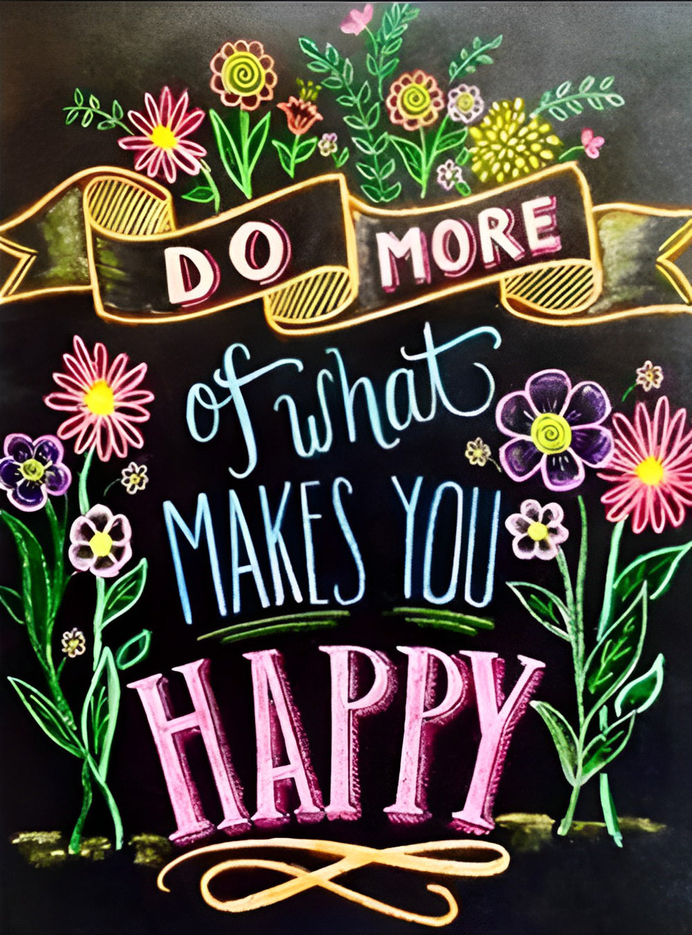 Texte et Fleurs Broderie Diamant