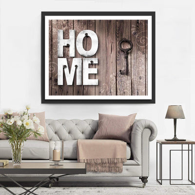 Texte Home et Clé Broderie Diamant