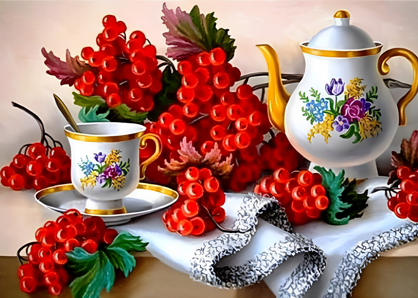 Thé et Raisins Broderie Diamant