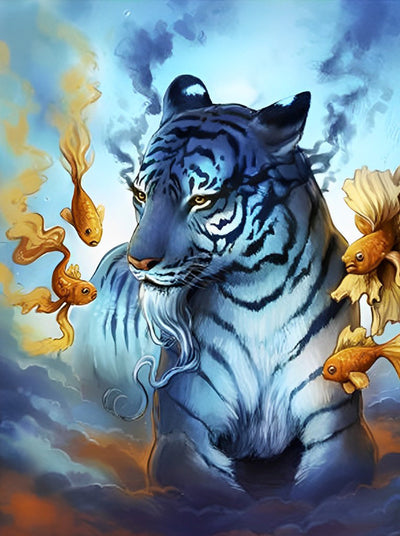 Tigre à la Longue Barbe Broderie Diamant