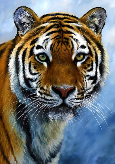 Tigre aux Yeux Vairons Broderie Diamant