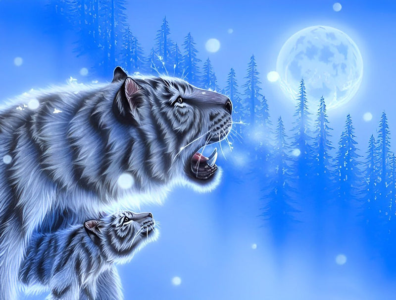 Tigre Blanc dans la Neige Broderie Diamant