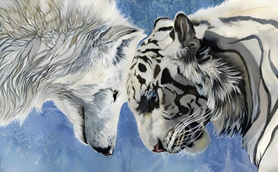 Tigre Blanc et Loup Blanc Broderie Diamant