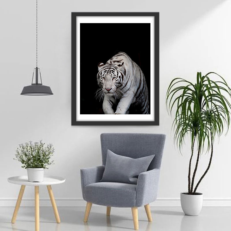 Tigre Blanc Prudent Broderie Diamant