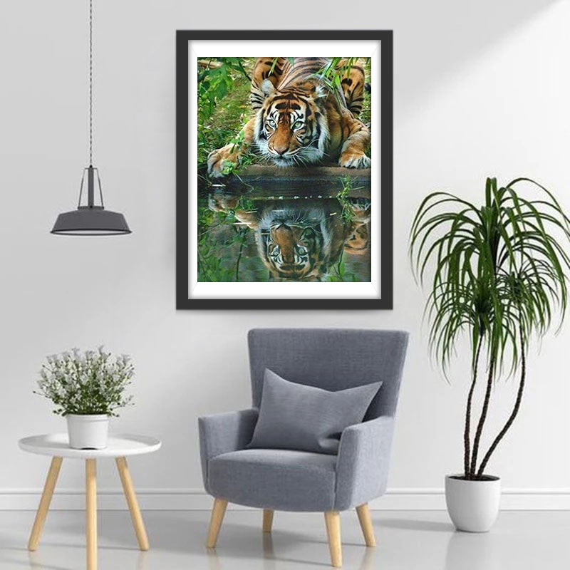 Tigre Buvant Broderie Diamant