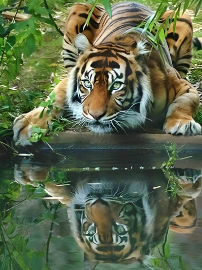 Tigre Buvant Broderie Diamant