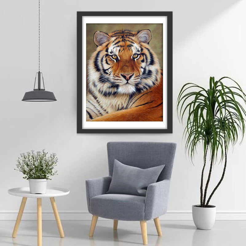 Tigre du Bengale avec Visage Rond Broderie Diamant