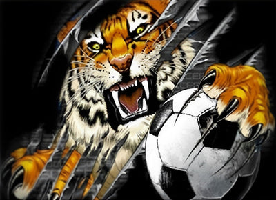 Tigre Féroce et le Football Broderie Diamant