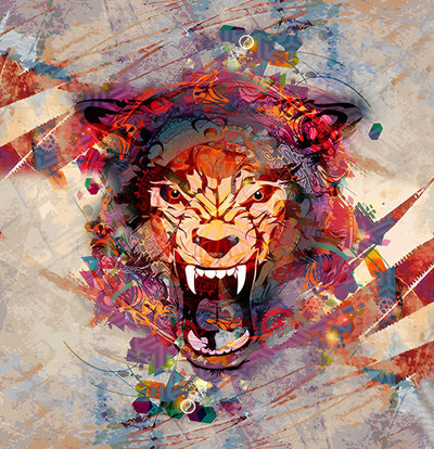 Tigre Féroce Rouge Broderie Diamant