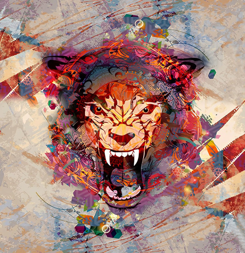 Tigre Féroce Rouge Broderie Diamant