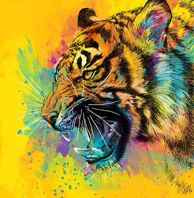 Tigre Féroce Multicolore Broderie Diamant