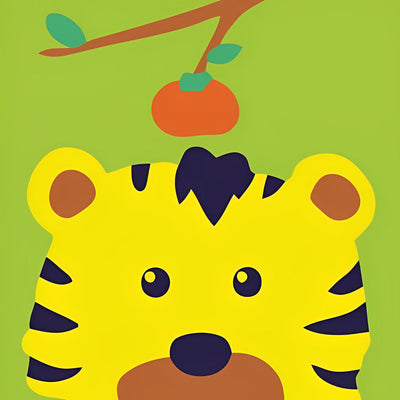 Tigre Jaune et Pomme Cartoon Broderie Diamant