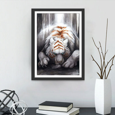Tigre Noir avec des Motifs Roux Broderie Diamant