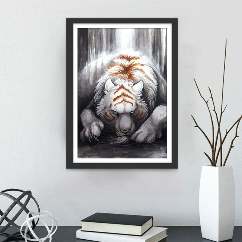 Tigre Noir avec des Motifs Roux Broderie Diamant