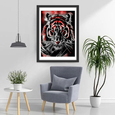 Tigre Noir et Rouge Broderie Diamant