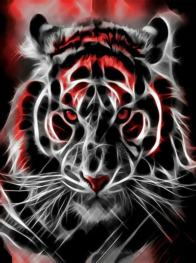 Tigre Noir et Rouge Broderie Diamant