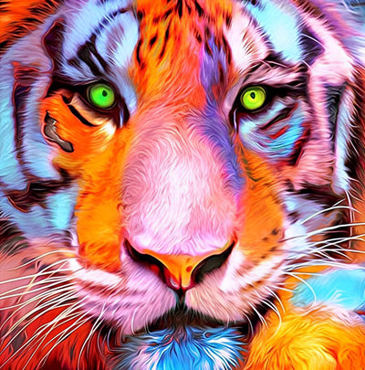 Tigre Roux et Blanc Broderie Diamant