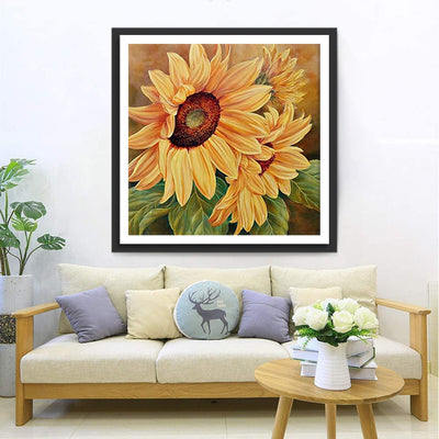Tois Tournesols Enormes Broderie Diamant