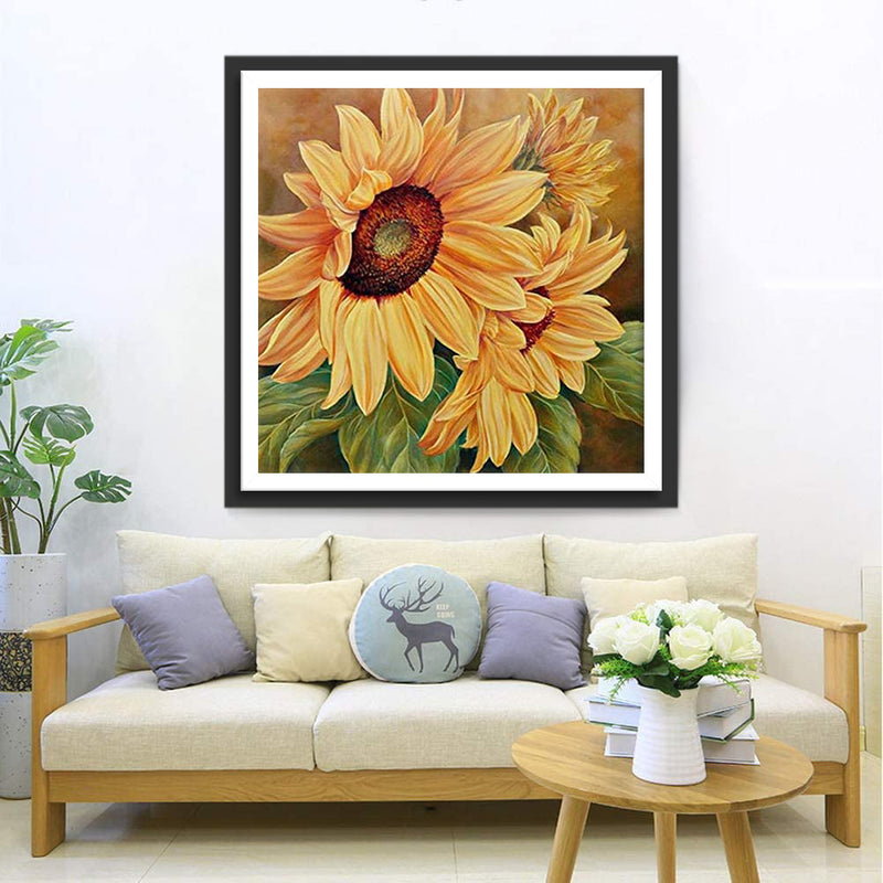 Tois Tournesols Enormes Broderie Diamant