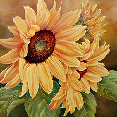 Tois Tournesols Enormes Broderie Diamant