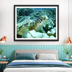 Tortue au Fond de la Mer Broderie Diamant