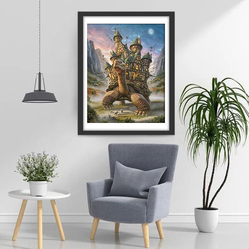 Tortue Enorme et Château Broderie Diamant