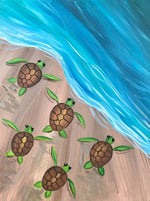 Tortues Cartoon sur la Plage Broderie Diamant