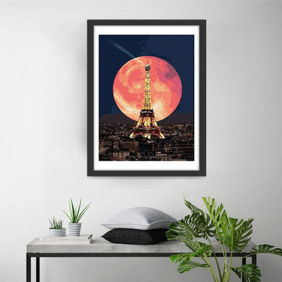 Tour Eiffel et la Lune Rouge Broderie Diamant