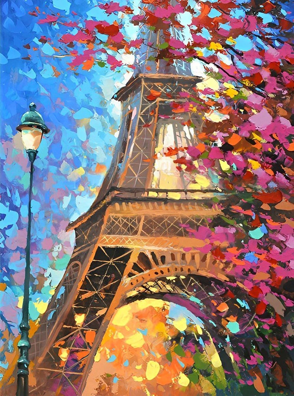 Tour Eiffel et l'Arbre Rouge Broderie Diamant