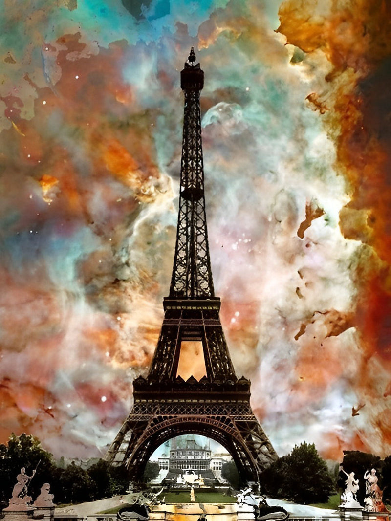 Tour Eiffel et le Ciel Magnifique Broderie Diamant