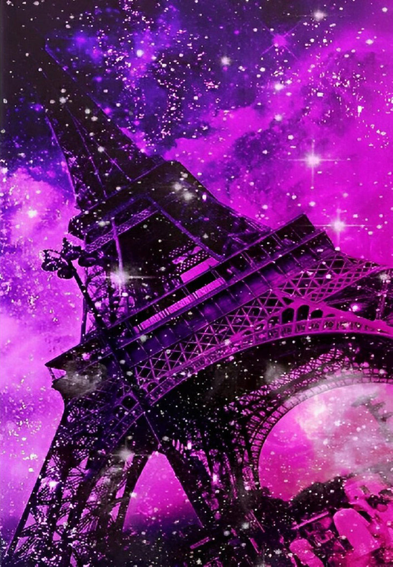 Tour Eiffel et le Ciel Violet Broderie Diamant