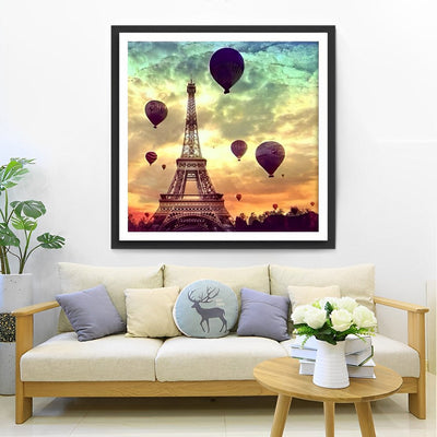 Tour Eiffel et Montgolfières Broderie Diamant