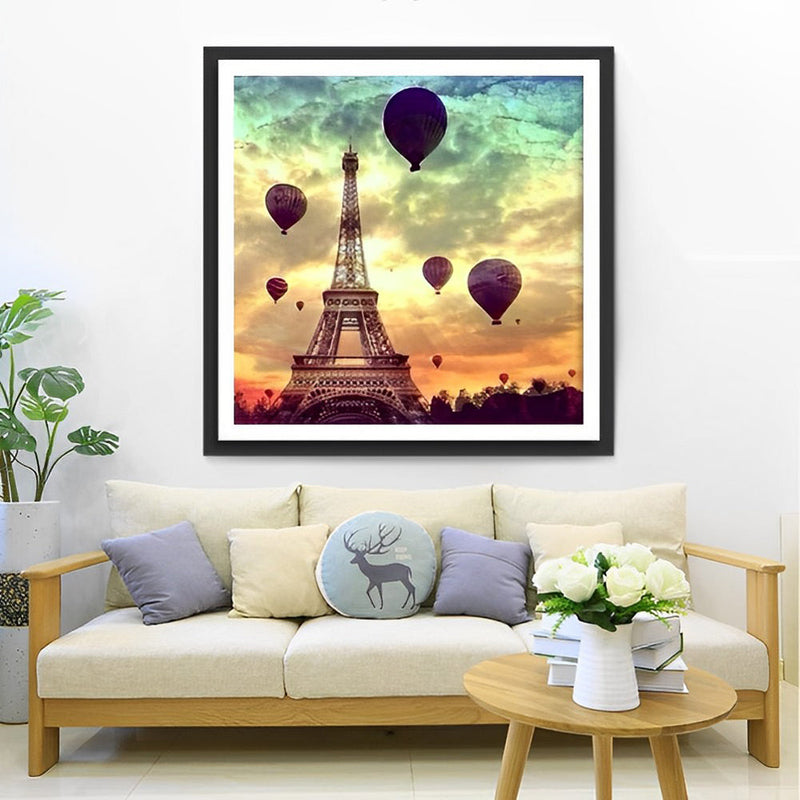 Tour Eiffel et Montgolfières Broderie Diamant