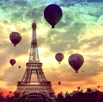 Tour Eiffel et Montgolfières Broderie Diamant