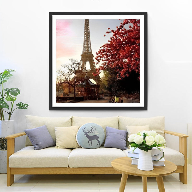 Tour Eiffel sous le Soleil Couchant Broderie Diamant