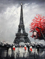 Touristes et Eiffel Broderie Diamant