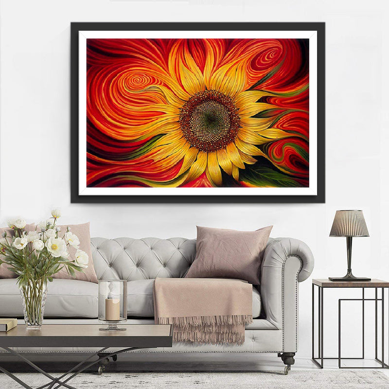 Tournesol Abstrait Broderie Diamant