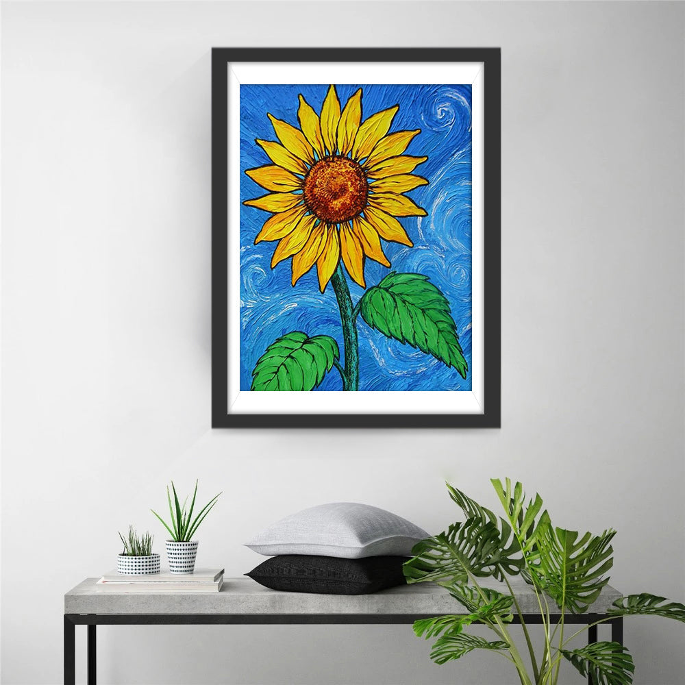 Tournesol Dessiné Plante Broderie Diamant
