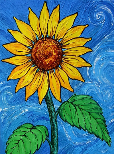 Tournesol Dessiné Plante Broderie Diamant