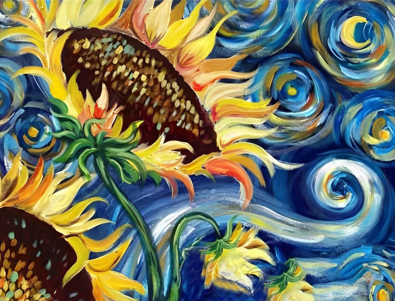 Tournesols dans la Nuit Etoilée Broderie Diamant