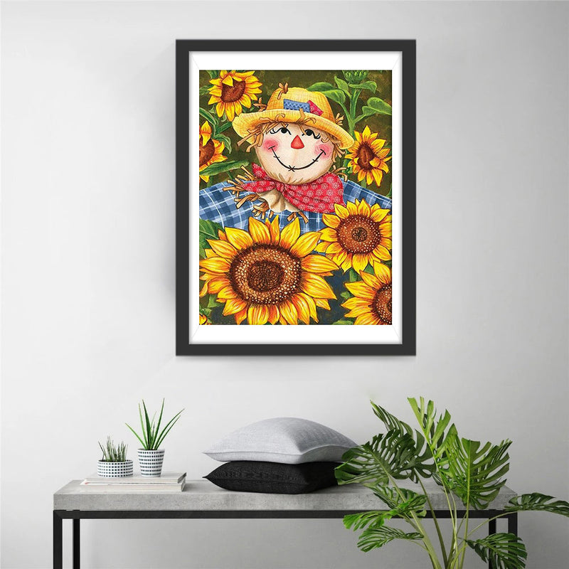 Tournesols et Epouvantail Broderie Diamant
