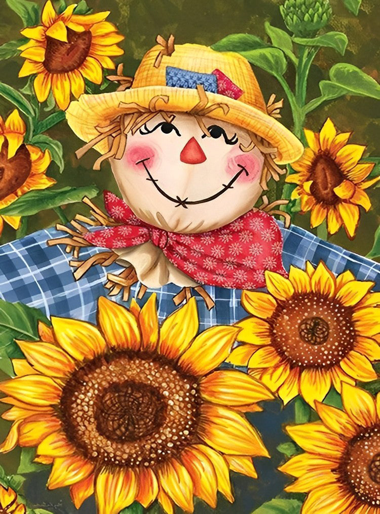Tournesols et Epouvantail Broderie Diamant