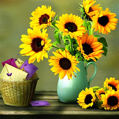 Tournesols et les Lettres Broderie Diamant