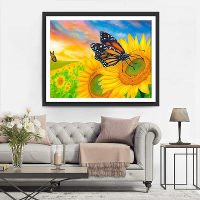 Tournesols et les Papillons Broderie Diamant