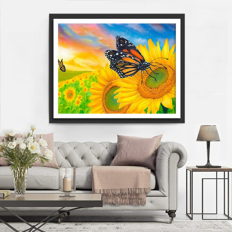 Tournesols et les Papillons Broderie Diamant