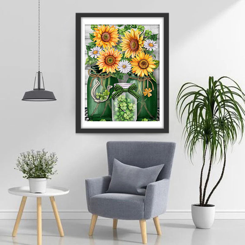 Tournesols et les Trèfles à Quatre Feuilles Broderie Diamant